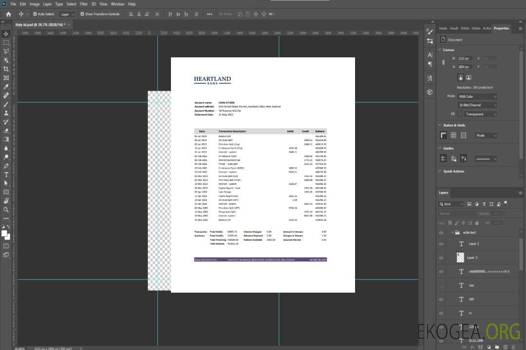 Modèle Excel et PDF de relevé bancaire de New Zealand Heartland template Modèle Excel et PDF de relevé bancaire de New Zealand Heartland template